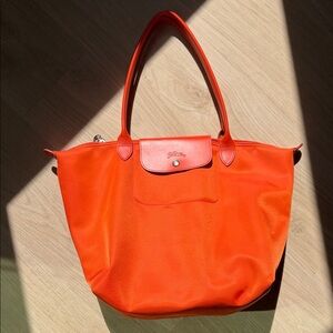 Longchamp Orange Nylon Le Pliage Tote